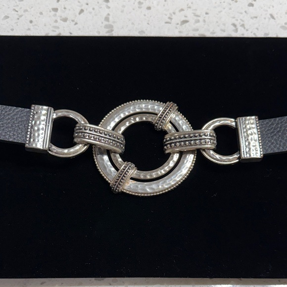 Chico's Accessories - Chicos Chunky Elegant Silver and Black leather Women's Belt Adjustable boho S/M